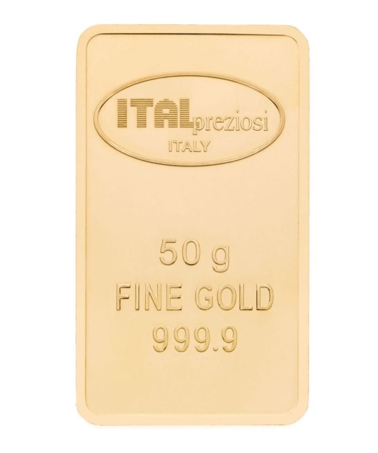 Lingotto Oro 50 Grammi Verticale Italpreziosi