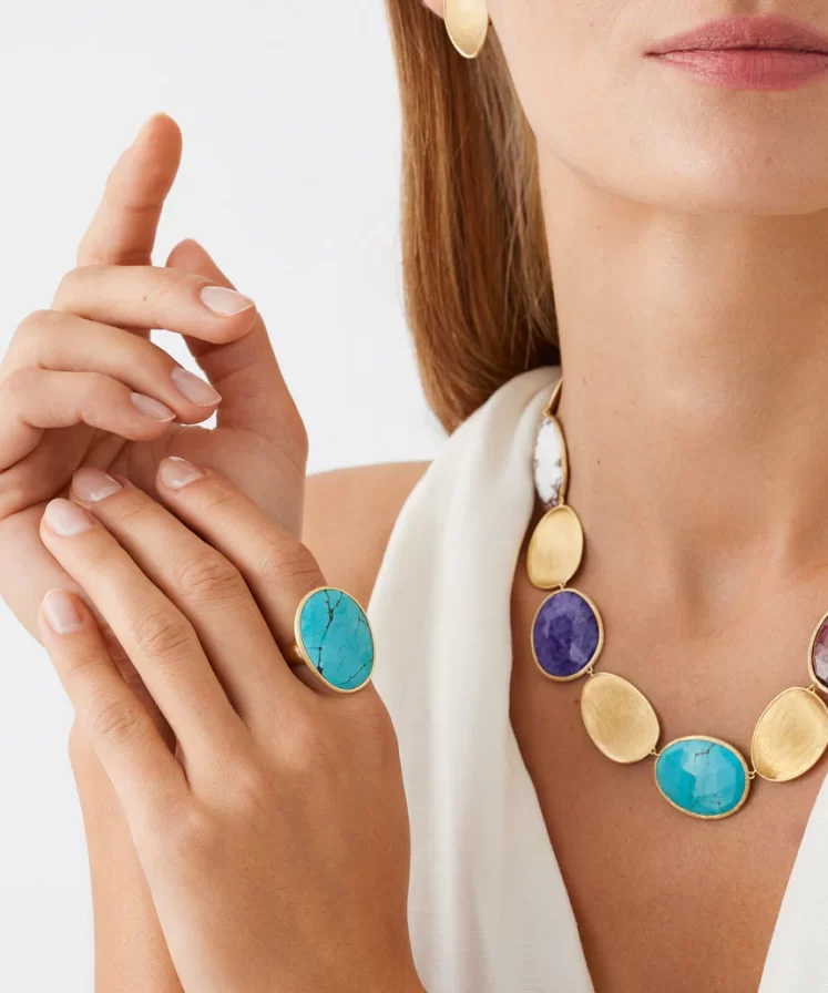 Lunaria 18k Yellow Gold Cocktail Ring With Turquoise 44335719579930